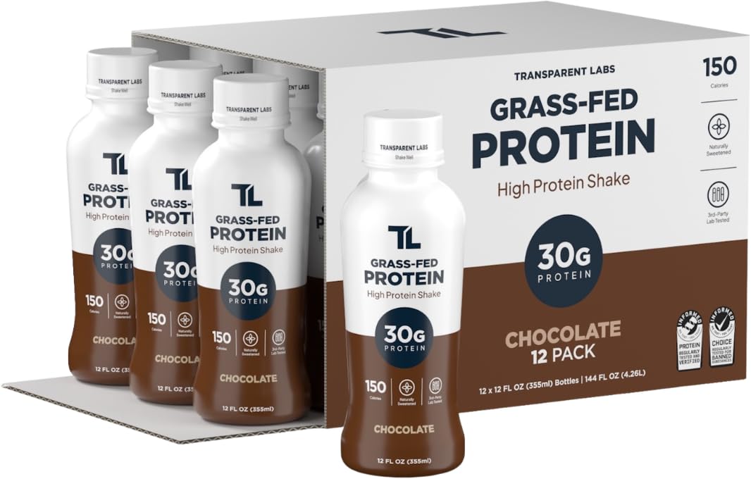 Transparent Labs Grass-Fed Protein Shake - Vanilla - 12 Pack