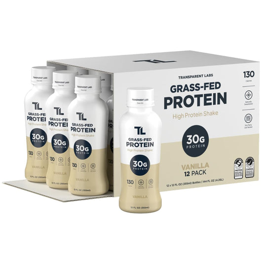 Transparent Labs Grass-Fed Protein Shake - Vanilla - 12 Pack