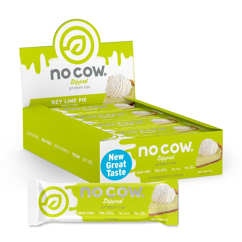 No Cow Cookies 'n Cream Vegan Protein Bars, 12 Pack | 20g High Plant-Based Protein, High Fiber, Low Sugar, Gluten-Free, Dairy-Free, Soy-Free, Keto-Friendly Snack Bars