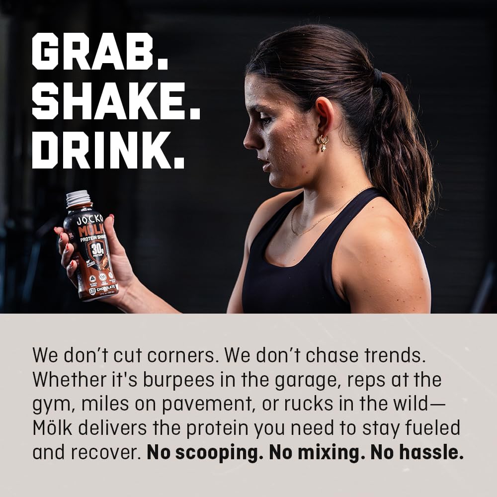Jocko Fuel Mölk 30g Grass Fed Protein Shakes - No Added Sugar Protein Drinks KETO Friendly - Ready to Drink 12 FL Oz (Pack of 12) Sweet Cream Coffee