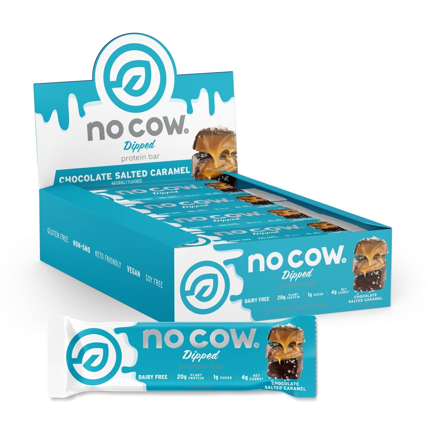 No Cow Cookies 'n Cream Vegan Protein Bars, 12 Pack | 20g High Plant-Based Protein, High Fiber, Low Sugar, Gluten-Free, Dairy-Free, Soy-Free, Keto-Friendly Snack Bars