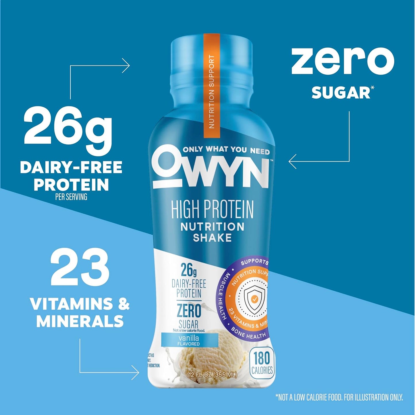 OWYN Only What You Need 26g High Protein Shake, Vanilla Flavored, 12 Ct