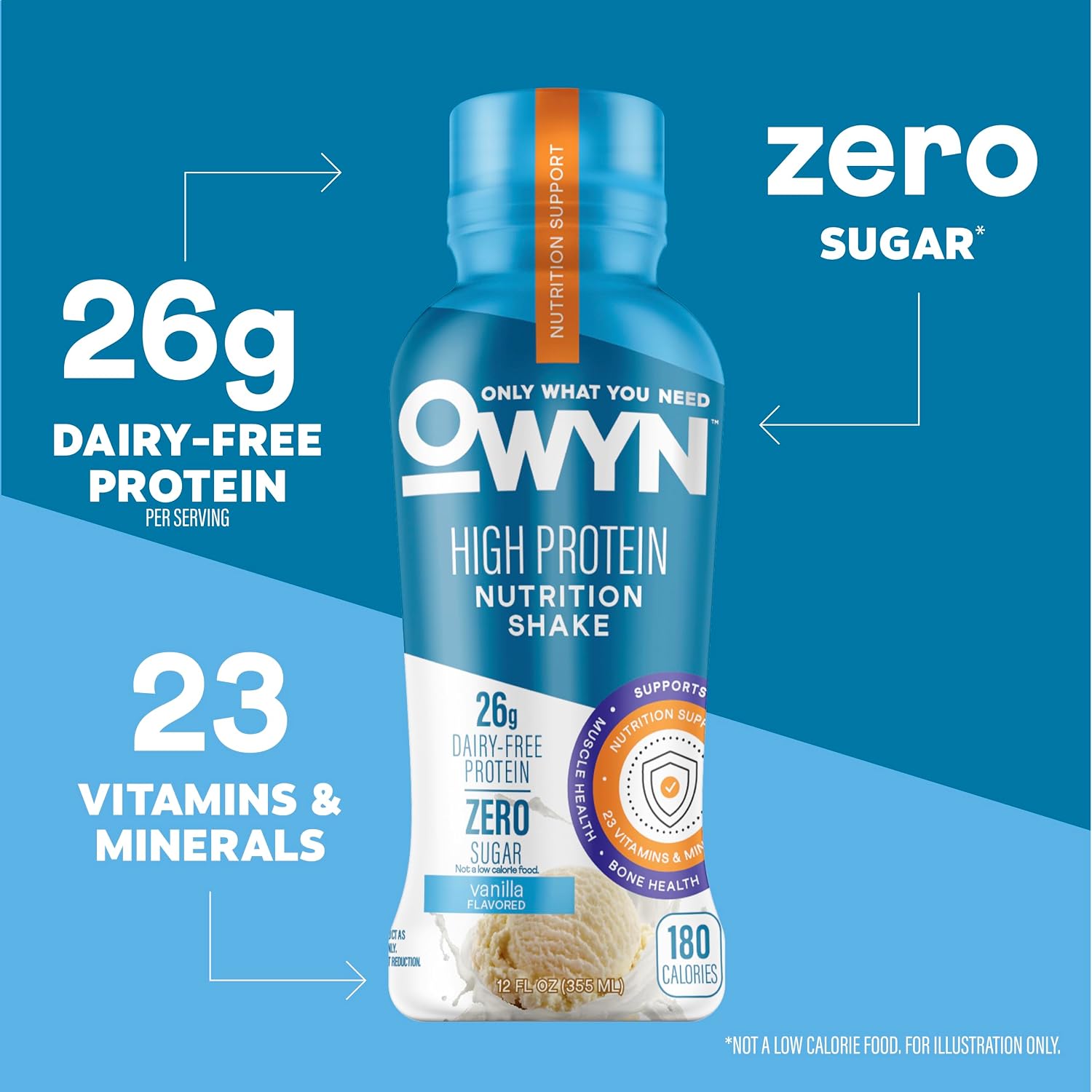 OWYN Only What You Need 26g High Protein Shake, Vanilla Flavored, 12 Ct