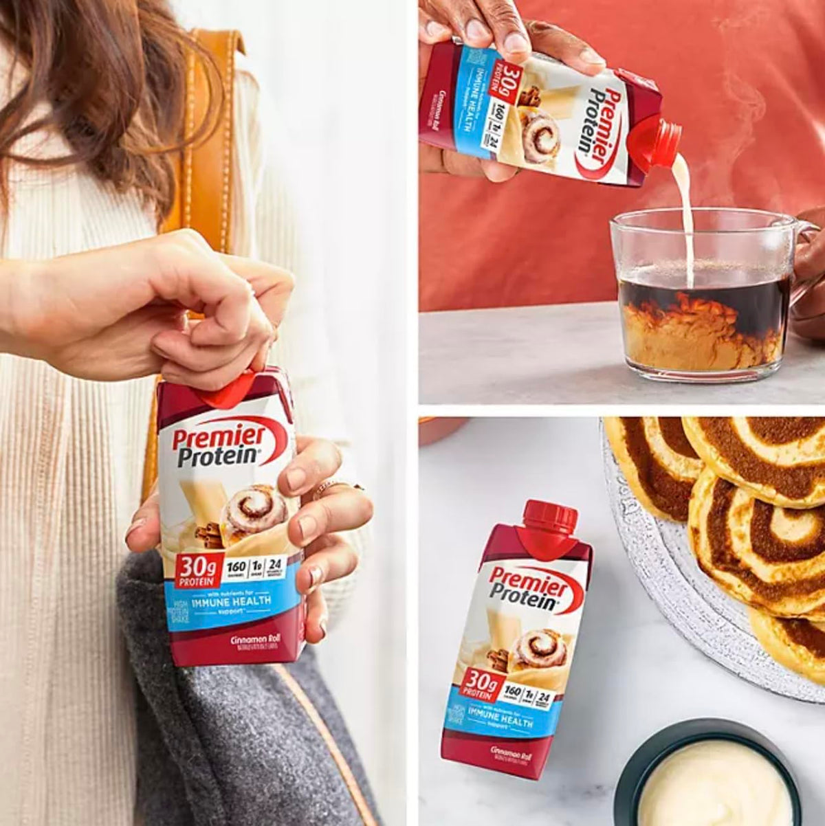 Premier Protein Shake, 30g Protein, 1g Sugar,24 Vitamins&Minerals Nutrients to Support Immune Health, Cinnamon Roll, 11 Fl Oz Pack of 15