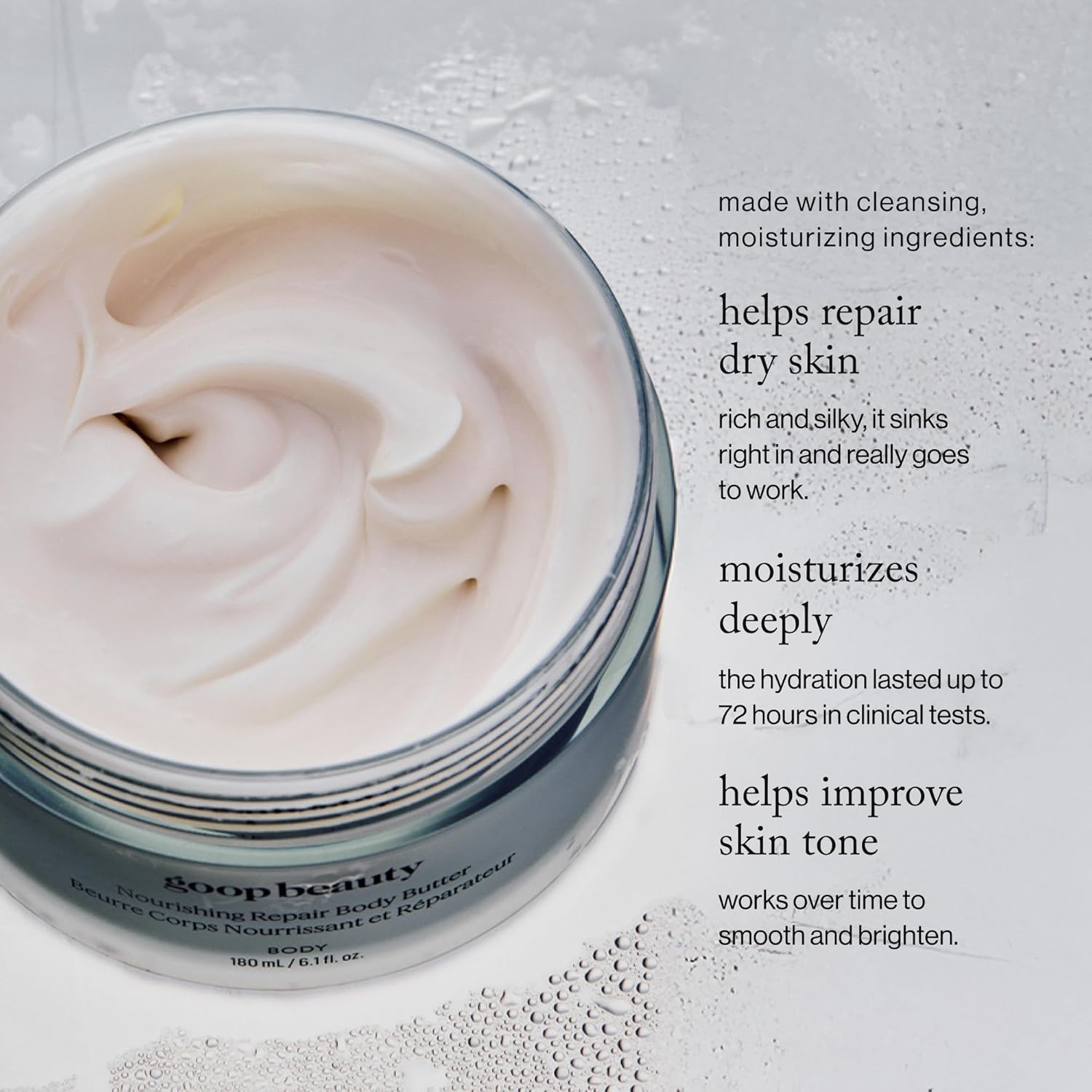 goop Beauty Body Butter | Lotion for Dry Skin | Nourishing Butters & Botanical Extracts | Hydrating & Firming Cream | 6.1 fl oz