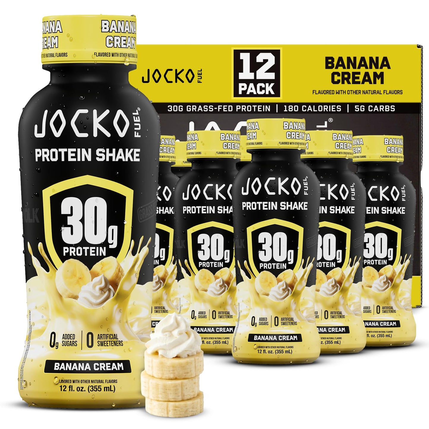 Jocko Fuel Mölk 30g Grass Fed Protein Shakes - No Added Sugar Protein Drinks KETO Friendly - Ready to Drink 12 FL Oz (Pack of 12) Sweet Cream Coffee
