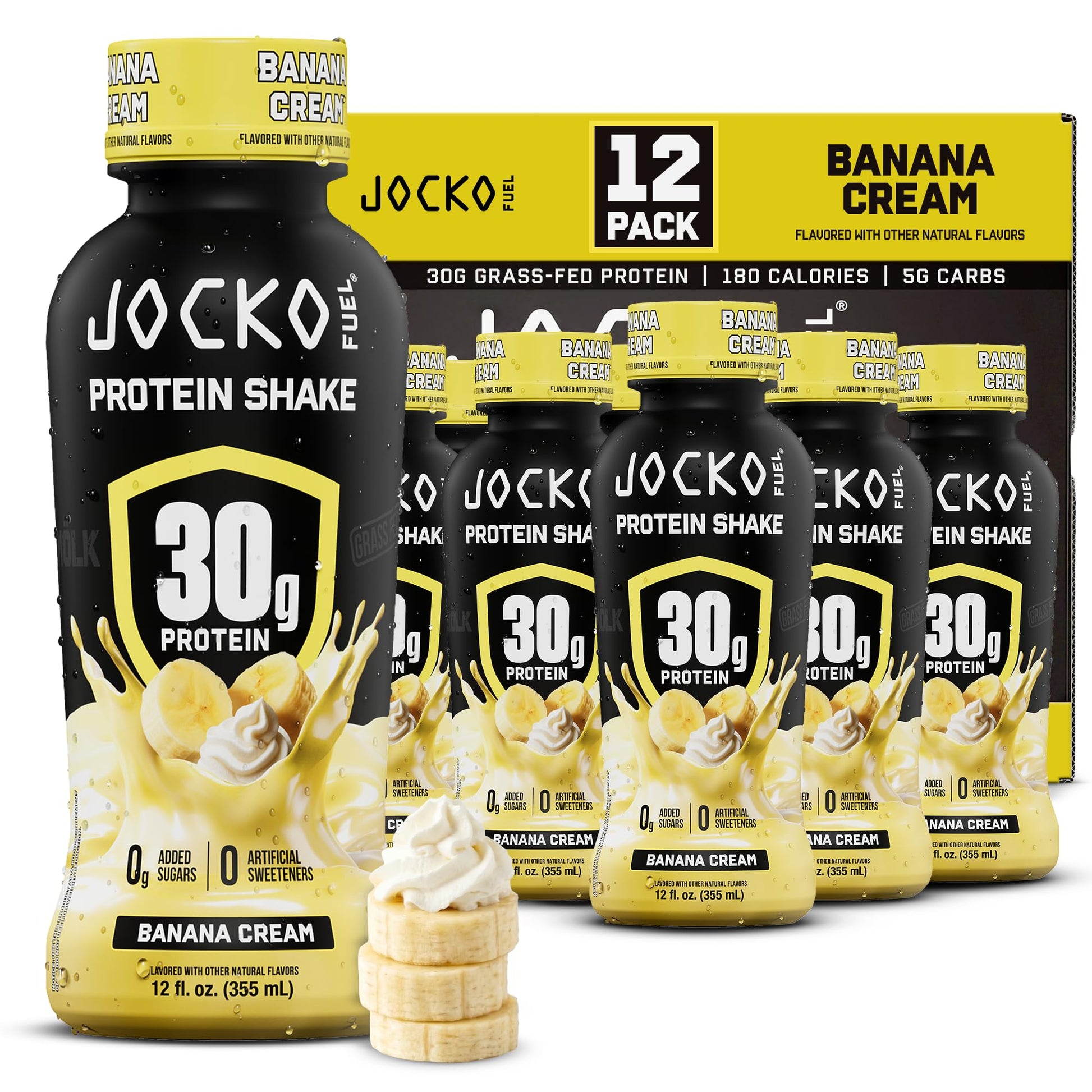 Jocko Fuel Mölk 30g Grass Fed Protein Shakes - No Added Sugar Protein Drinks KETO Friendly - Ready to Drink 12 FL Oz (Pack of 12) Sweet Cream Coffee