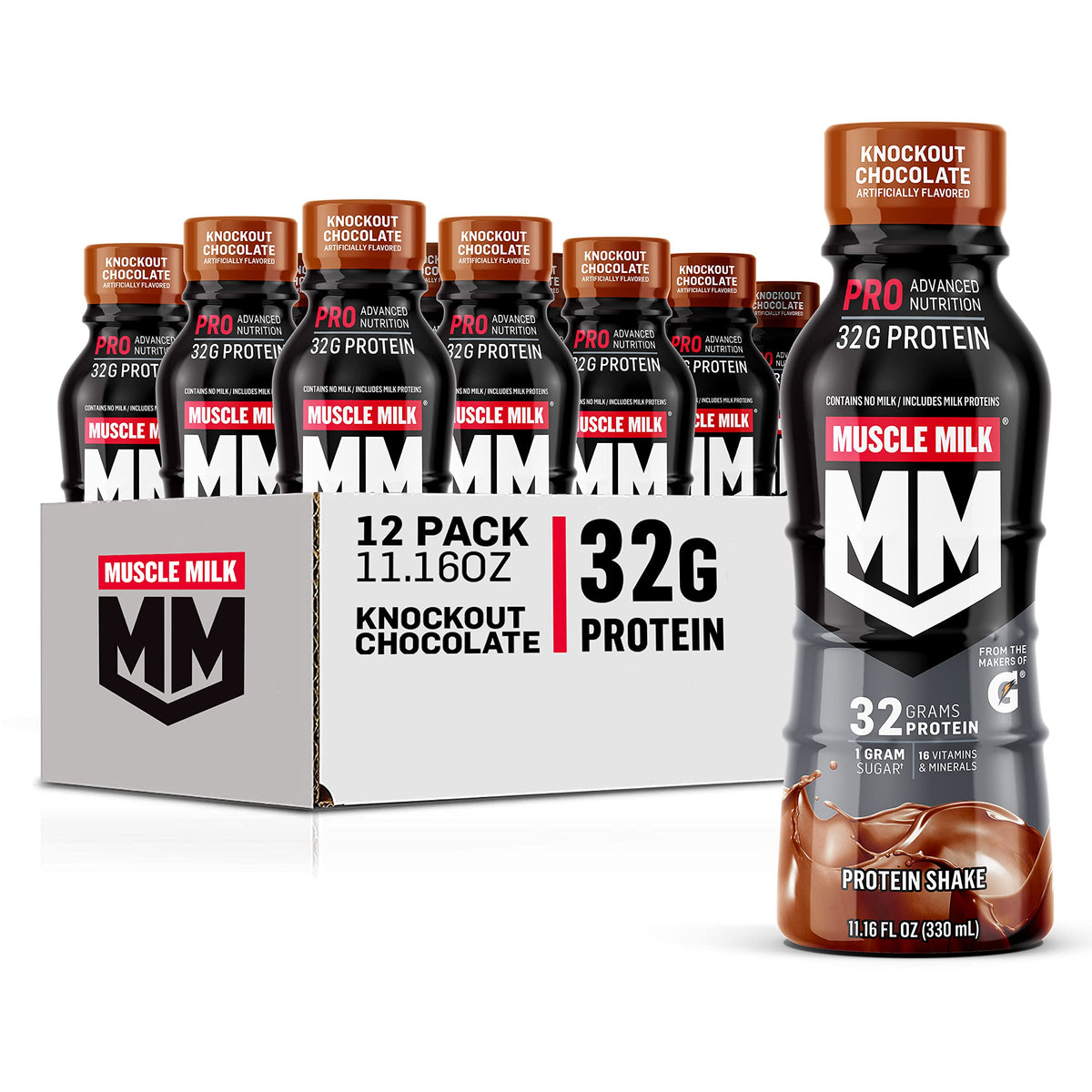 Muscle Milk Pro Advanced Nutrition Protein Shake, Intense Vanilla, 11.16 Fl Oz (Pack of 12), 32g Protein, 1g Sugar, 16 Vitamins & Minerals, 5g Fiber, Workout Recovery, Energizing Snack, Packaging May Vary