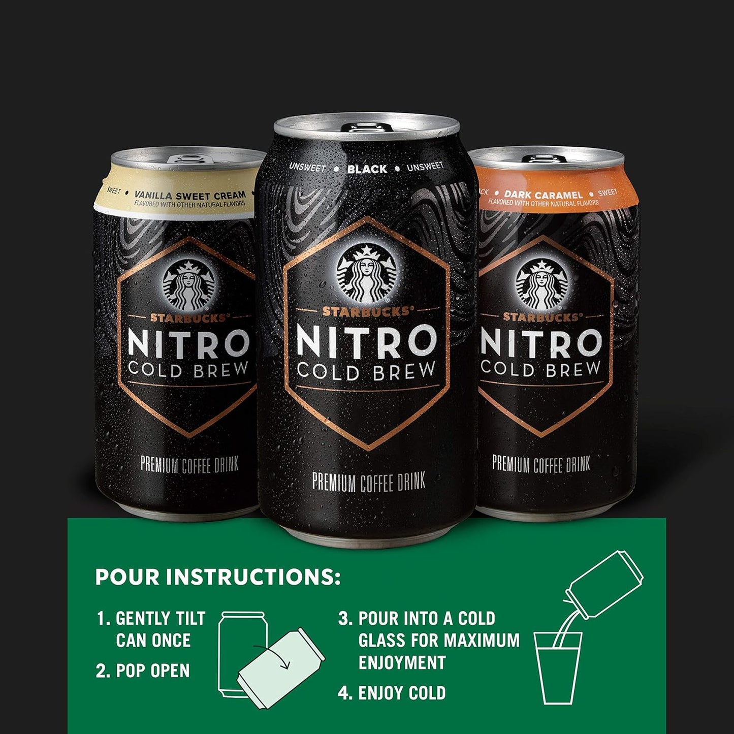 Starbucks Nitro Cold Brew, Vanilla Sweet Cream 9.6 fl oz Can (8 Pack)
